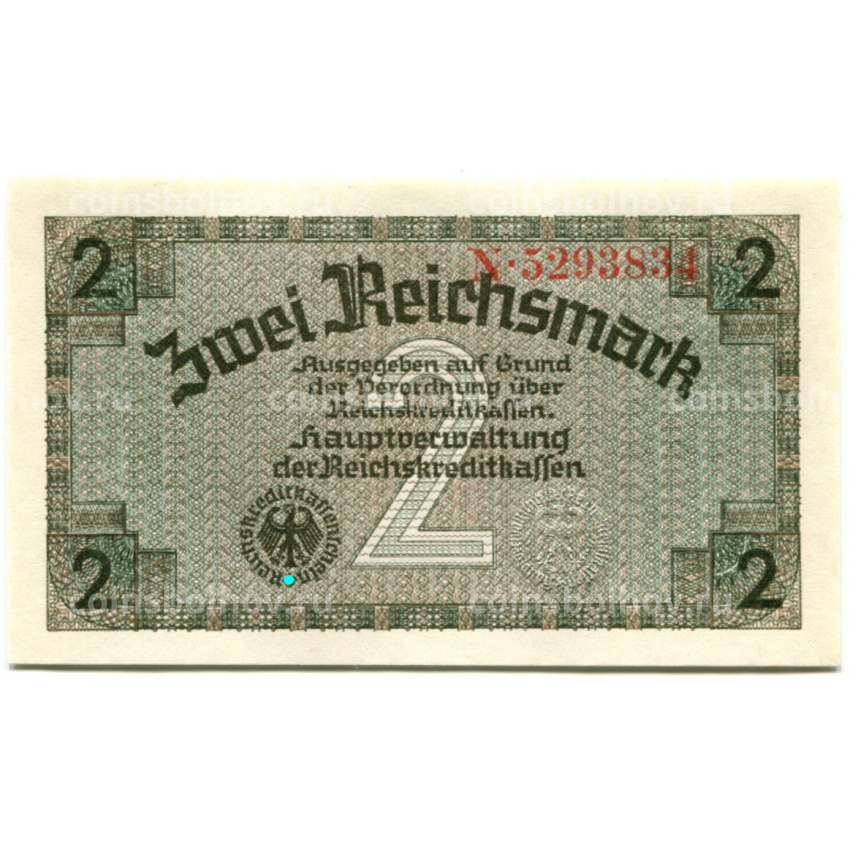 Банкнота 2 рейхсмарки 1940 года Германия (Для оккупированных территорий)