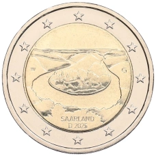 Монета 2 евро 2025 года G Германия «Федеральные земли Германии — Саар (Сааршляйфе)» (аверс)