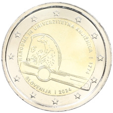 Монета 2 евро 2024 года Словения «250 лет Национальной и университетской библиотеке» (аверс)