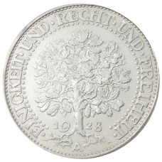 Монета 5 рейхсмарок 1928 года A Германия (аверс)