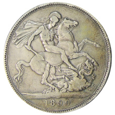 Монета 1 крона 1890 года Великобритания (аверс)