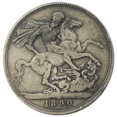 Монета 1 крона 1890 года Великобритания (аверс)