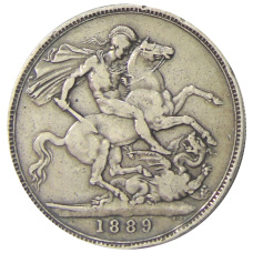 Монета 1 крона 1889 года Великобритания (аверс)