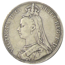 Монета 1 крона 1889 года Великобритания (реверс)