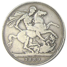 Монета 1 крона 1889 года Великобритания (аверс)