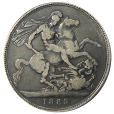 Монета 1 крона 1889 года Великобритания (аверс)