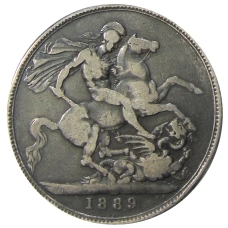 Монета 1 крона 1889 года Великобритания (аверс)
