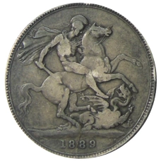 Монета 1 крона 1889 года Великобритания (аверс)