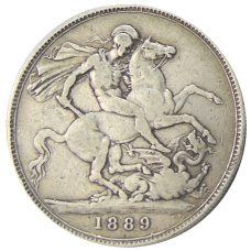 Монета 1 крона 1889 года Великобритания (аверс)