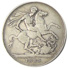 Монета 1 крона 1889 года Великобритания (аверс)