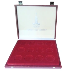 Коробка для монет номиналом 5 и 10 рублей  Олимпиада-80 (б\у) (аверс)