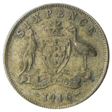 Монета 6 пенсов 1946 года Австралия (аверс)