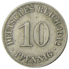 Монета 10 пфеннигов 1912 года А Германия (аверс)
