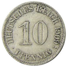 Монета 10 пфеннигов 1909 года А Германия (аверс)