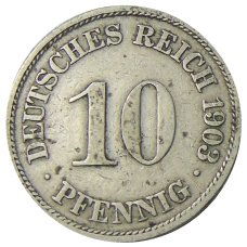 Монета 10 пфеннигов 1903 года А Германия (аверс)