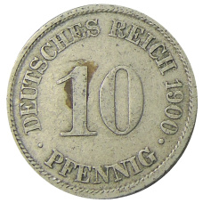 Монета 10 пфеннигов 1900 года А Германия (аверс)