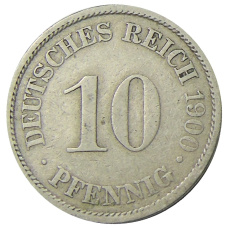 Монета 10 пфеннигов 1900 года А Германия (аверс)