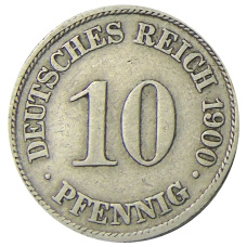 Монета 10 пфеннигов 1900 года А Германия (аверс)