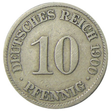 Монета 10 пфеннигов 1900 года А Германия (аверс)