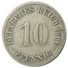 Монета 10 пфеннигов 1900 года D Германия (аверс)