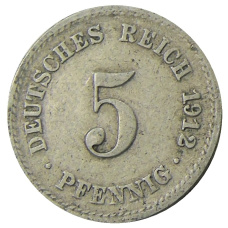 Монета 5 пфеннигов 1912 года A Германия (аверс)