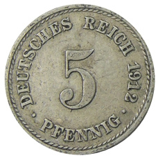 Монета 5 пфеннигов 1912 года A Германия (аверс)