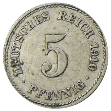 Монета 5 пфеннигов 1910 года A Германия (аверс)