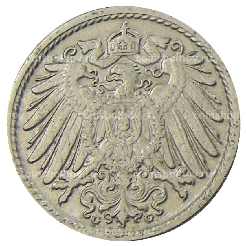 Монета 5 пфеннигов 1908 года G Германия (вид 2)