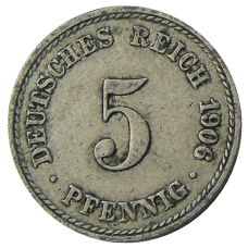 Монета 5 пфеннигов 1906 года A Германия (аверс)