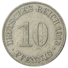 Монета 10 пфеннигов 1913 года A Германия (аверс)
