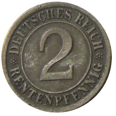 Монета 2 рентенфеннига 1924 года A Германия (реверс)