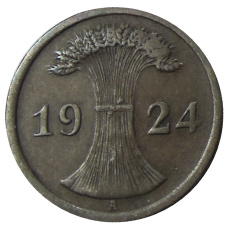 Монета 2 рентенфеннига 1924 года A Германия (аверс)