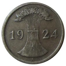 Монета 2 рентенфеннига 1924 года A Германия (аверс)