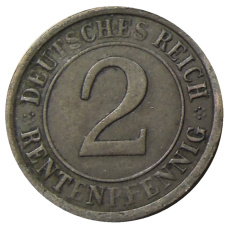 Монета 2 рентенфеннига 1924 года A Германия (реверс)