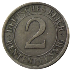 Монета 2 рентенфеннига 1924 года A Германия (реверс)