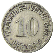 Монета 10 пфеннигов 1906 года А Германия (аверс)