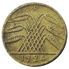 Монета 5 рентенпфеннигов 1924 года A Германия (аверс)