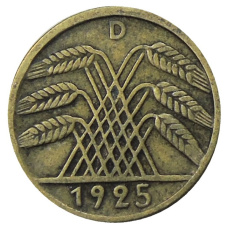 Монета 5 рейхспфеннигов 1925 года D Германия (аверс)