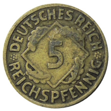 Монета 5 рейхспфеннигов 1925 года D Германия (реверс)