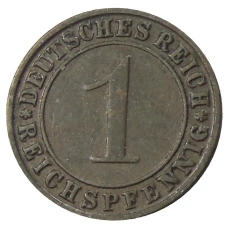Монета 1 рейхспфенниг 1929 года D Германия (реверс)