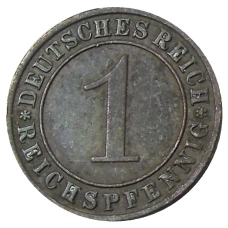 Монета 1 рейхспфенниг 1930 года A Германия (реверс)