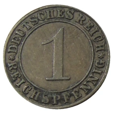 Монета 1 рейхспфенниг 1929 года A Германия (реверс)