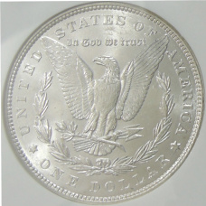 Монета 1 доллар 1887 года США «Доллар Моргана» (в слабе NGC MS 64) (реверс)