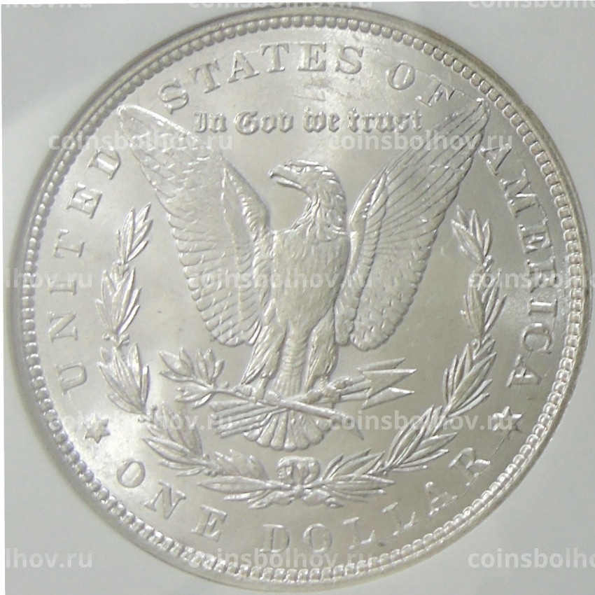 Монета 1 доллар 1887 года США «Доллар Моргана» (в слабе NGC MS 64) (вид 2)