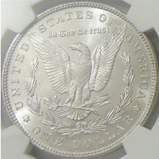 Монета 1 доллар 1887 года США «Доллар Моргана» (в слабе NGC MS 63) (реверс)