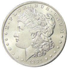 Монета 1 доллар 1884 года О США «Доллар Моргана» (аверс)