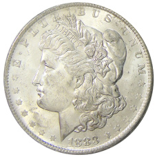 Монета 1 доллар 1883 года О США «Доллар Моргана» (аверс)