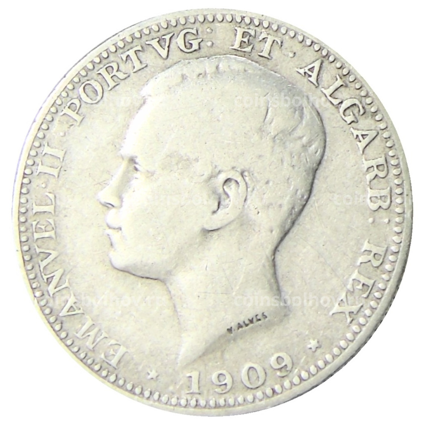 Монета 200 рейс 1909 года Португалия