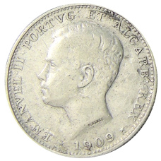 Монета 200 рейс 1909 года Португалия (аверс)