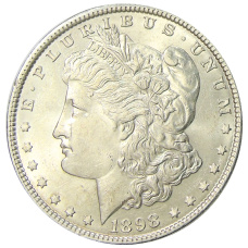 Монета 1 доллар 1898 года США «Доллар Моргана» (аверс)
